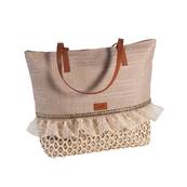 Sac rectangulaire beige volant ruban doré 41x10x34