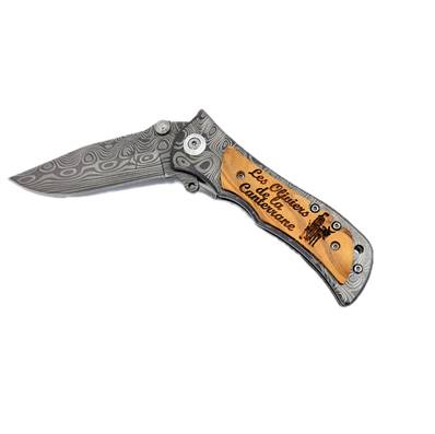 Couteau pliant damascus avec logo