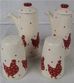 Ensemble HVSP céramique poule rouge