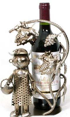 Vendangeur gris support de bouteille métal