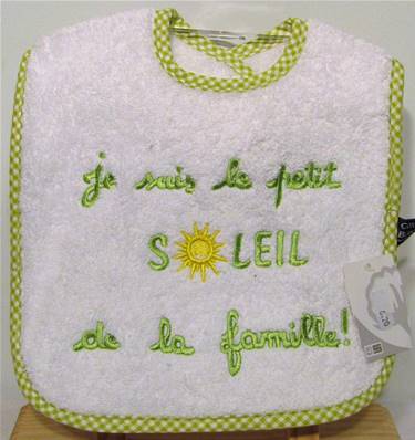 Bavoir petit soleil vert