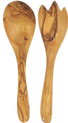 Couverts à salade 22cm bois d'olivier