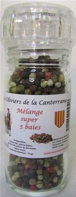 Poivre mélange Super 5 baies moulin environ 70gr