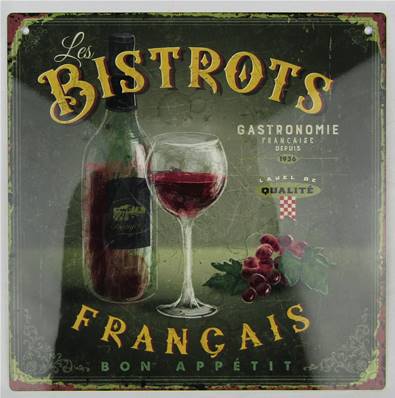 Plaque alu 19x19cm bistrots