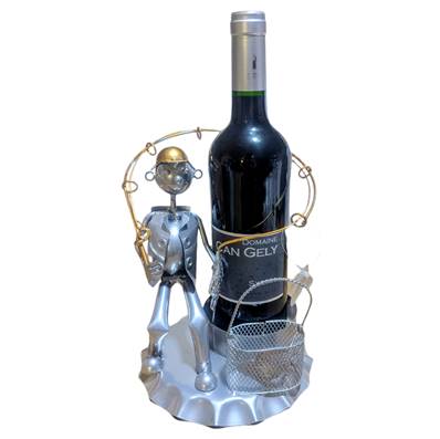 Pécheur sur capsule gris support de bouteille métal