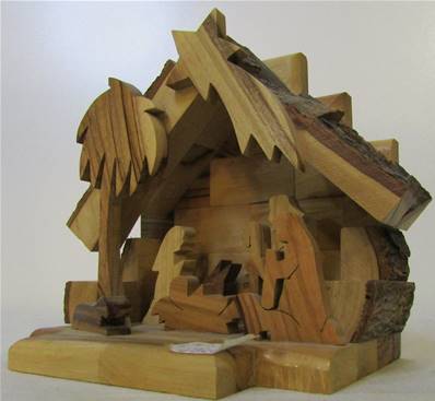 Crèche Noël à poser bois d'olivier