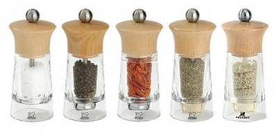 Pack 5 moulins Peugeot Vendôme 14cm acryl et bois naturel