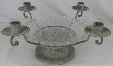 Coupe métal avec 4 bougeoirs Amadeus "gris"