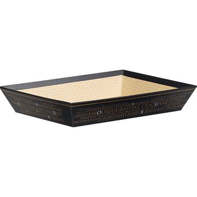 Corbeille carton rectangle Savoureux noir/cuivre 27X20X5