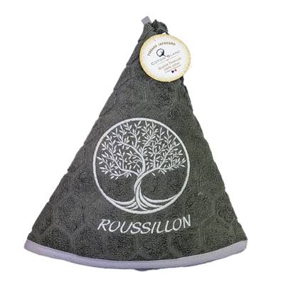 Essuie mains rond arbre de vie fil gris quartz