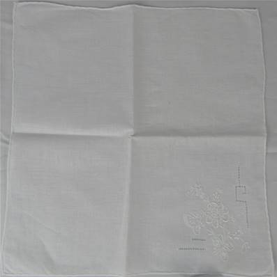 Mouchoir brodé main blanc coton