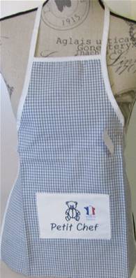 Tablier enfant "petit chef" vichy bleu