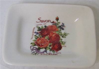 Porte savon rect décor roses
