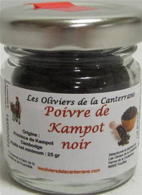 Poivre noir de Kampot pot 40ml environ 25gr