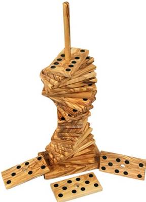 Jeu de dominos sur tige bois d'olivier