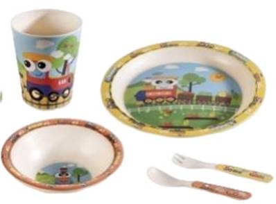 Set de nourriture pour bébé en mélamine 5 pièces jaune