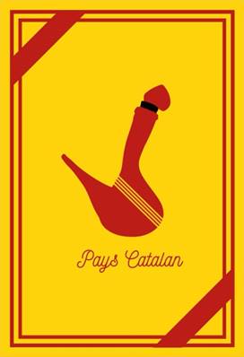 Torchon 40x60 Pourou fond jaune Pays Catalan