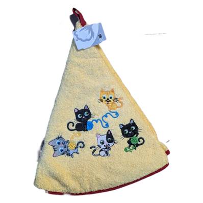 Essuie mains rond chatons jaune