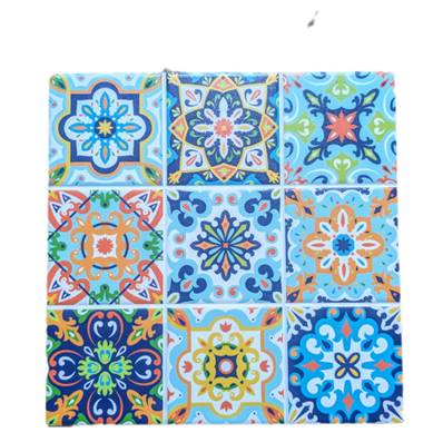 Dessous de plat carreaux de ciment bleu coloré 20x20cm
