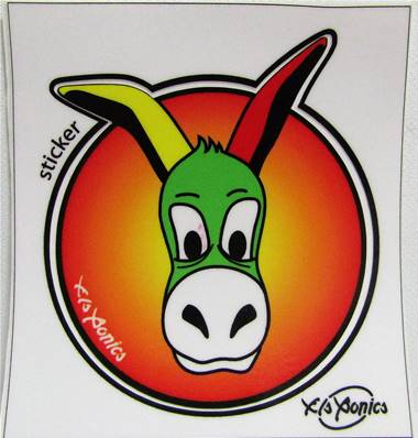 Sticker rond orange âne