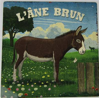 Plaque alu 19x19cm l'âne brun