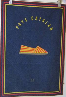 Torchon 40x60 espadrilles fond marine Pays Catalan