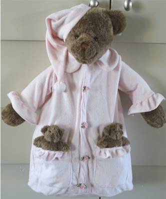 Range pyjama ours, rose avec boutons roses