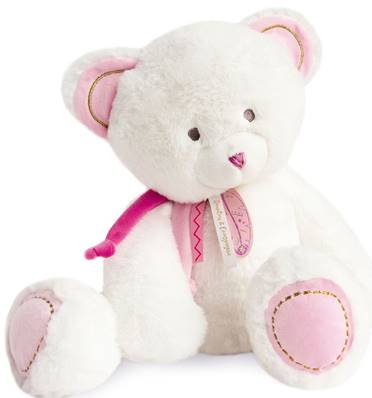 Ours rose et blanc attrape-rêves 40cm Doudou et Compagnie