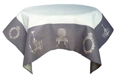 Nappe 85x85 brodée lustre cabriolet miroir