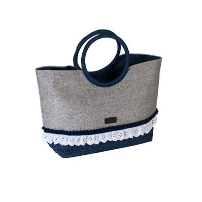 Sac gris et bleu volant blanc 42x11x30