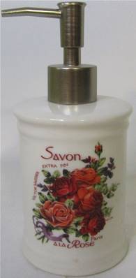 Distributeur de savon décor roses