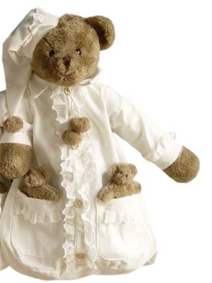 Range pyjama ours fonçé, ecru garçon avec dentelle
