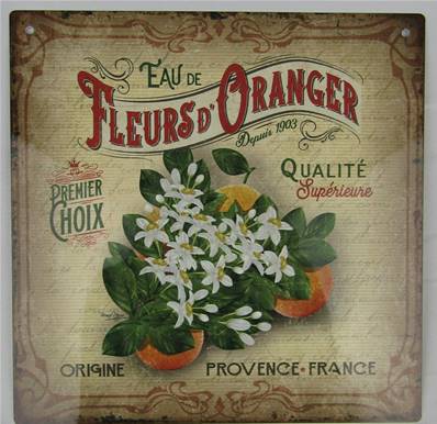 Plaque alu 19x19cm fleurs d'oranger