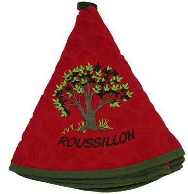 Essuie Mains rond olivier rouge foncé Roussillon