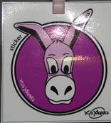 Sticker rond fuschia âne