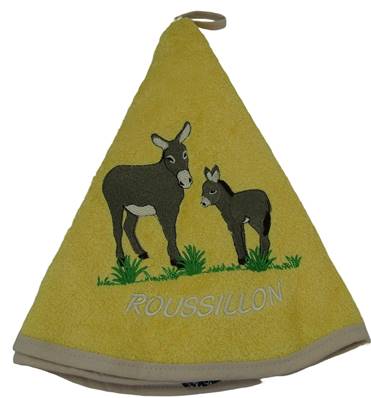 Essuie Mains rond âne et anon jaune Roussillon