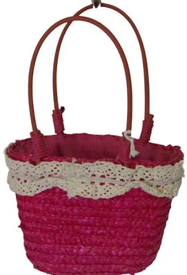 Panier Jenny uni+dentelle fuschia