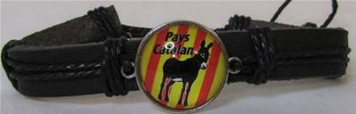 Bracelet cuir noir pays Catalan