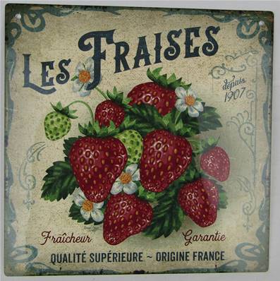 Plaque alu 19x19cm les fraises