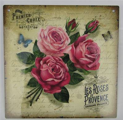 Plaque alu 19x19cm rose premier choix