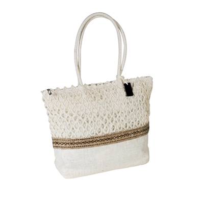 Sac rectangulaire blanc ruban doré 40x10x30