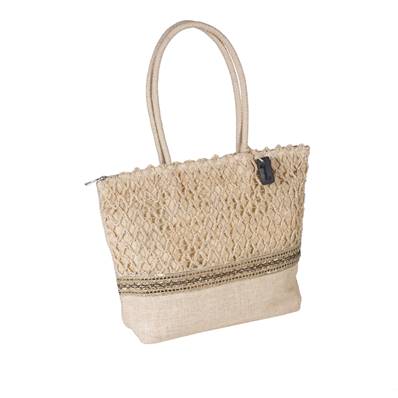 Sac rectangulaire beige ruban doré 40x10x30