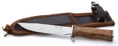 Couteau de chasse Pallares Bowie n°1 manche bois d'olivier avec etui cuir