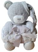 Ours gris 30cm avec couverture 100x80cm