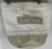 Sac brodé "petit linge" nid d'abeille blanc