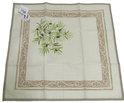 Serviette imprimé olives beige