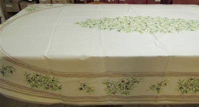 Nappe ovale imprimée olives 160x250