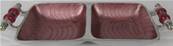 Plat apéritif rose et métal poignées 2 cases