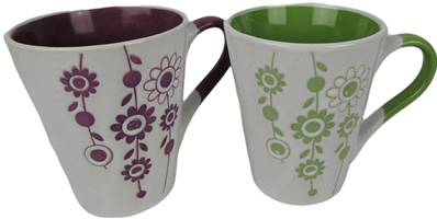 Lot de 2 mugs décor fleurs instants zen