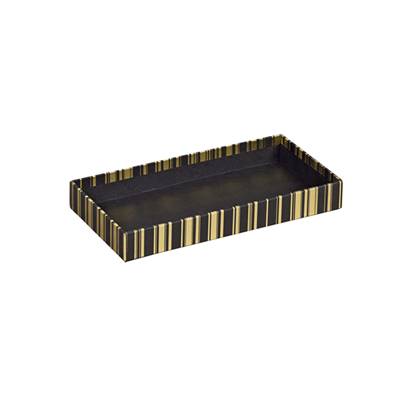 Corbeille carton rectangulaire noir/lignes or